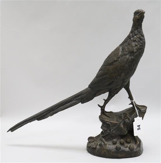 A modern bronze model of a pheasant
